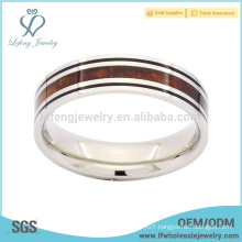 Wholesale popular wood grain inlay titanium engagement ring